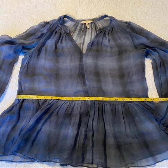 Rebecca Taylor 100% Silk Sheer Fray Collar Blouse - 4 - Picture 9 of 13